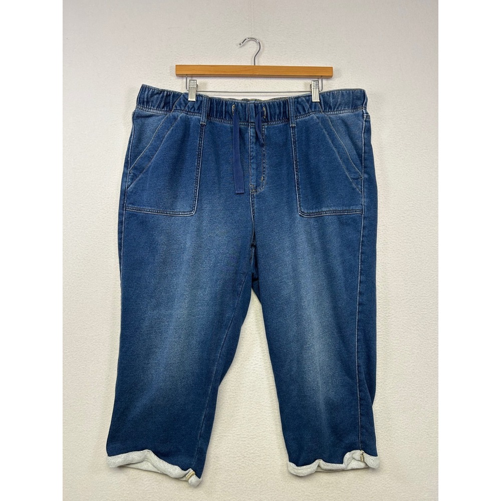Athleisure Lane Bryant Womens 18P Blue Scalloped Hem Denim Jogger Pants Comfort